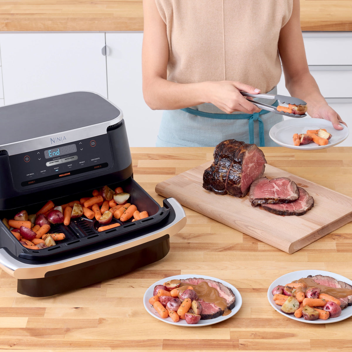 Garly Kitchen Air Fryer 7-Qt, DualZone FlexBasket, 6-in-1, Smart Finish, Cook 2 Foods 2 Ways