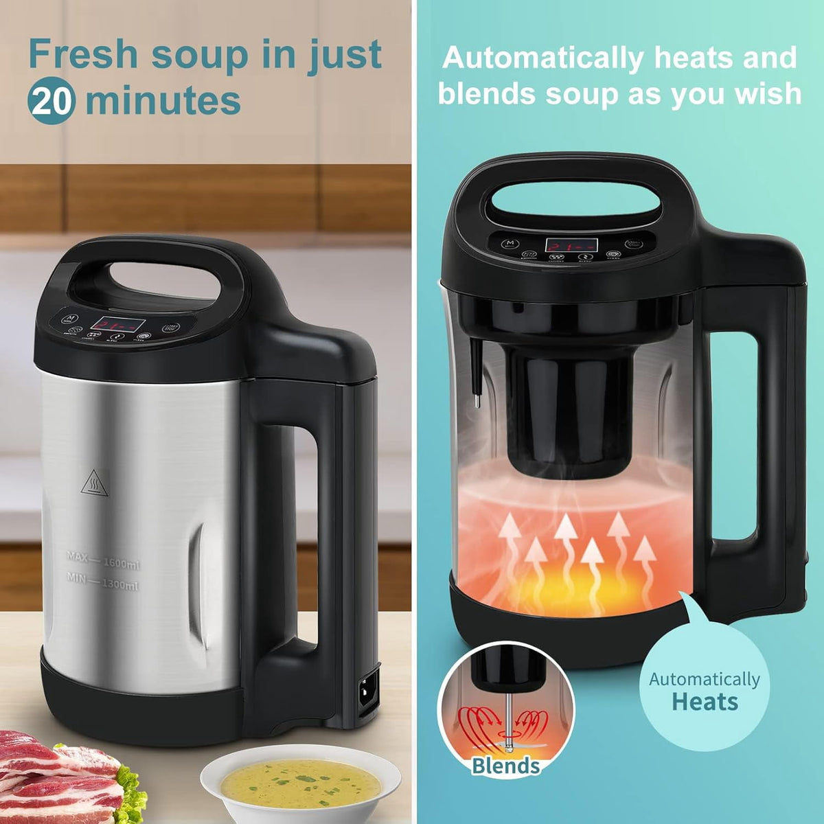 Garly Kitchen 1.6L 4-in-1 Multifunctional Electric Hot Pot Milk & Soup Maker with Smart Control