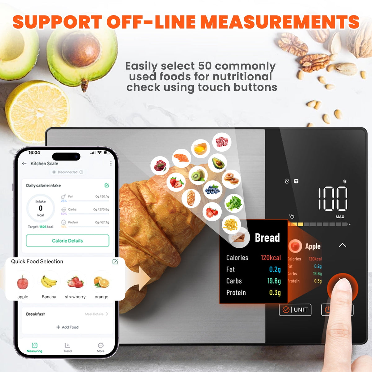 Garly Kitchen Smart Kitchen Scale, Digital Food Scale, Large TFT Color Display