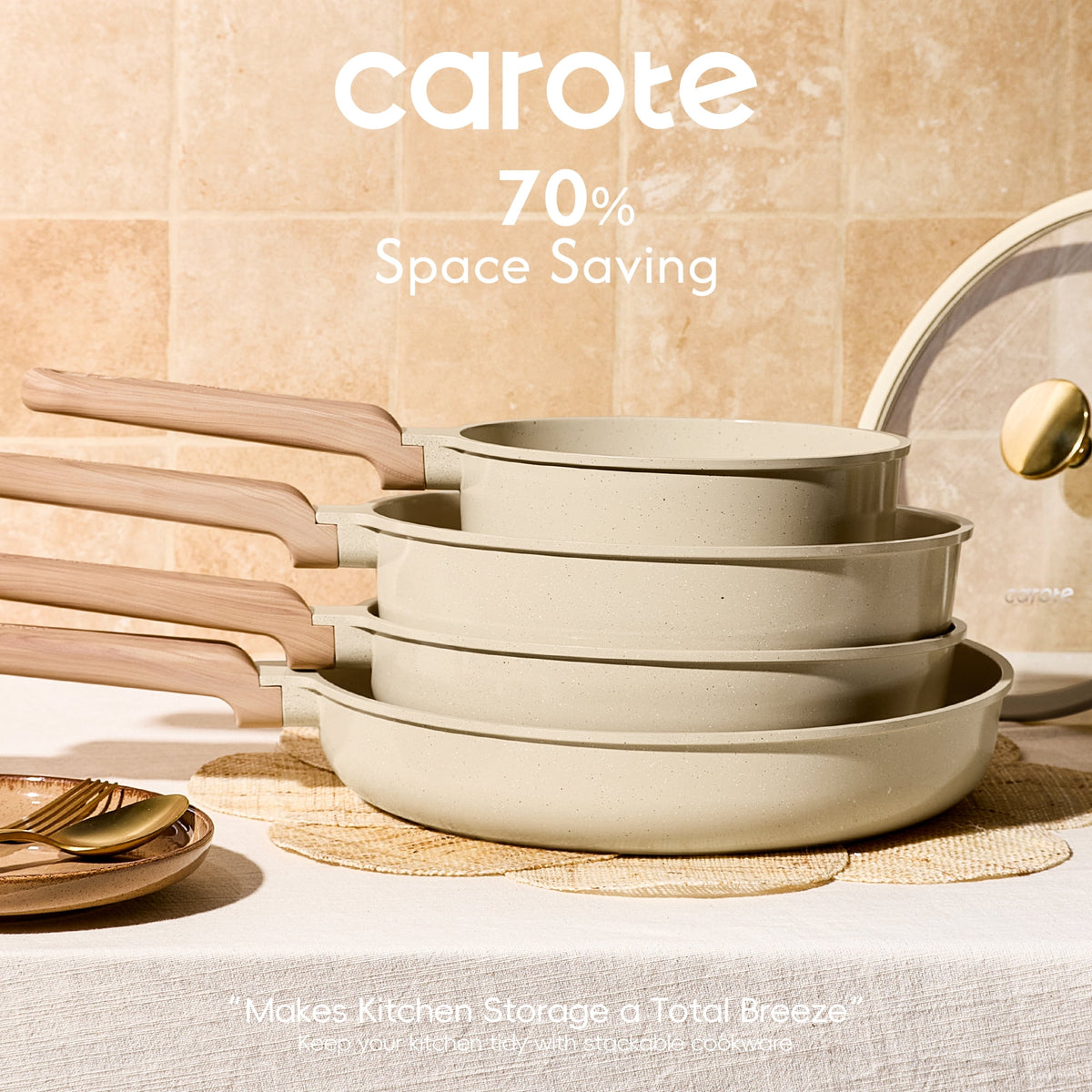 Garly Kitchen 19-Piece Ceramic Pots and Pans Set, Nonstick Cookware Set with Lids