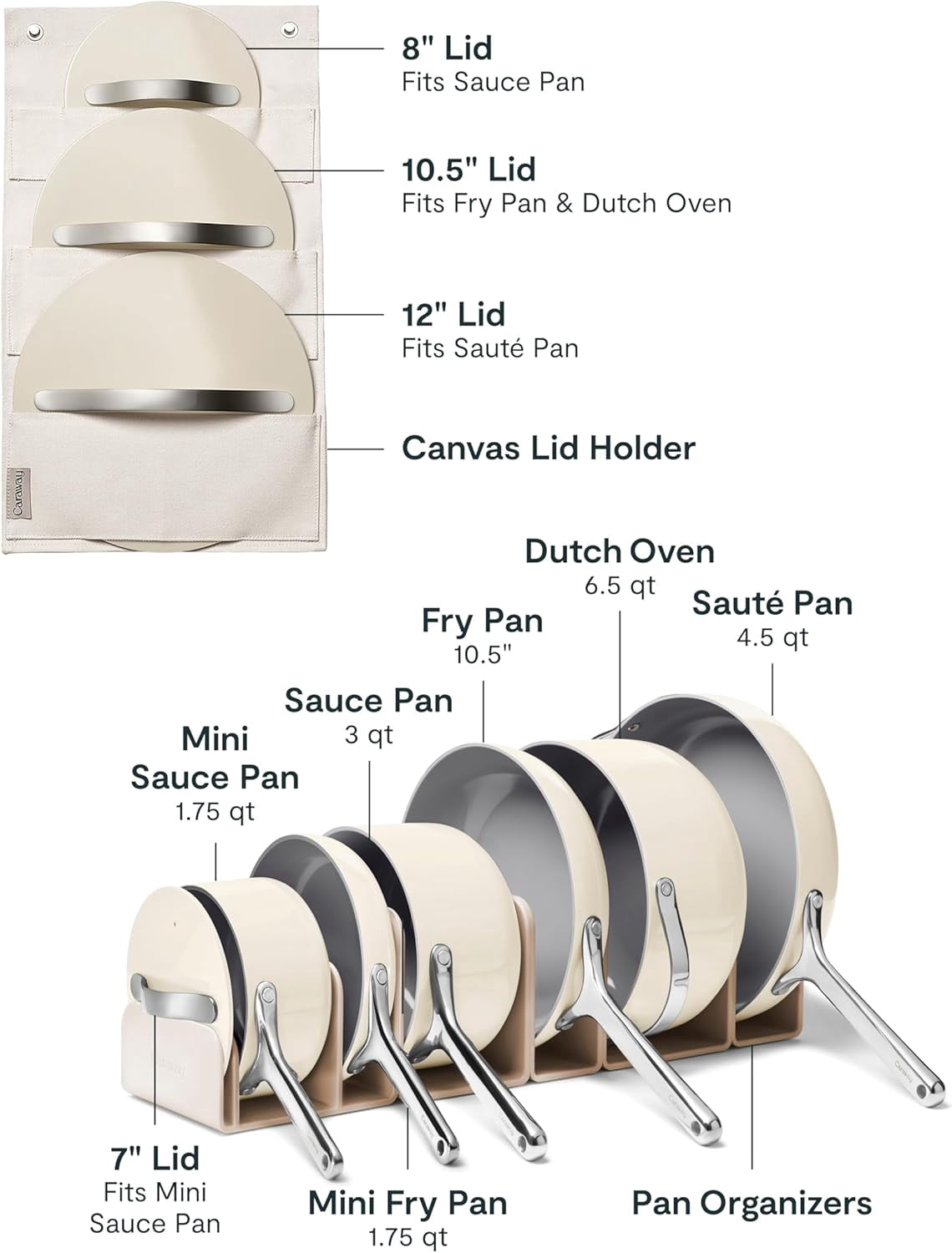 Garly Kitchen Caraway 24-Piece Nonstick Ceramic Cookware Set - Includes Fry Pans, Sauce, Sauté Pan