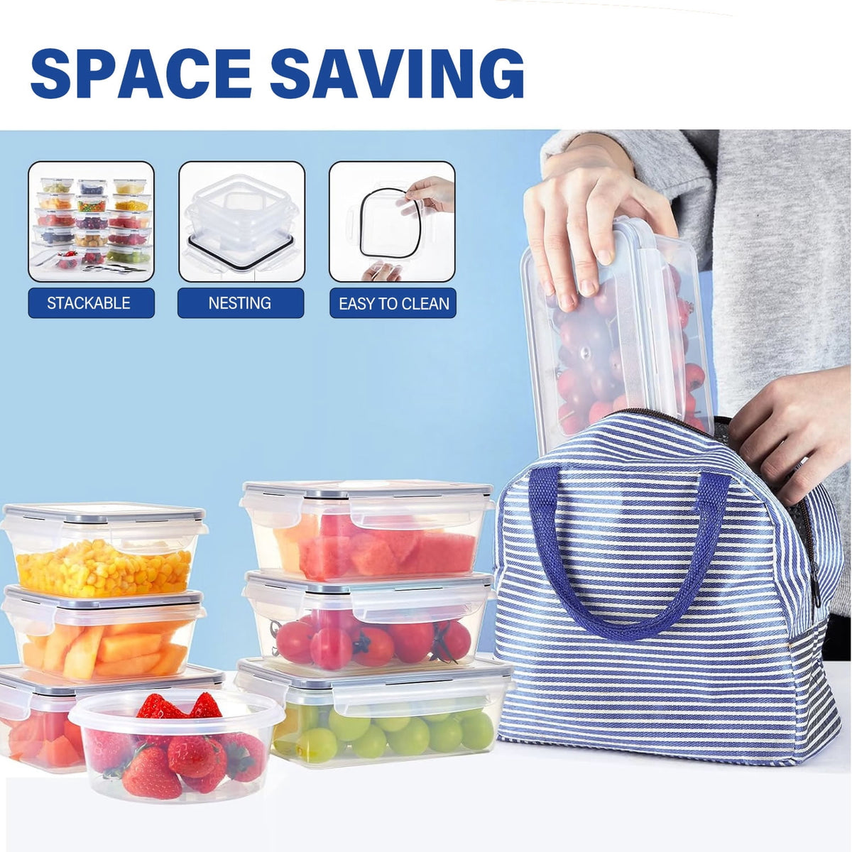 Garly Kitchen Stelive 24 Pack Food Storage Container Set, Leak Proof Lunch Boxes, Microwave