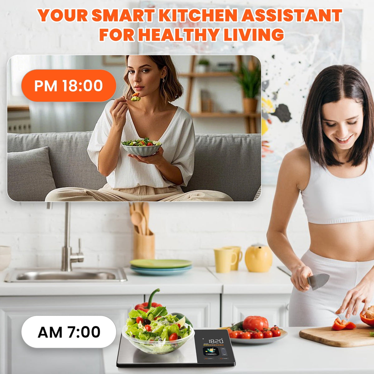Garly Kitchen Smart Kitchen Scale, Digital Food Scale, Large TFT Color Display