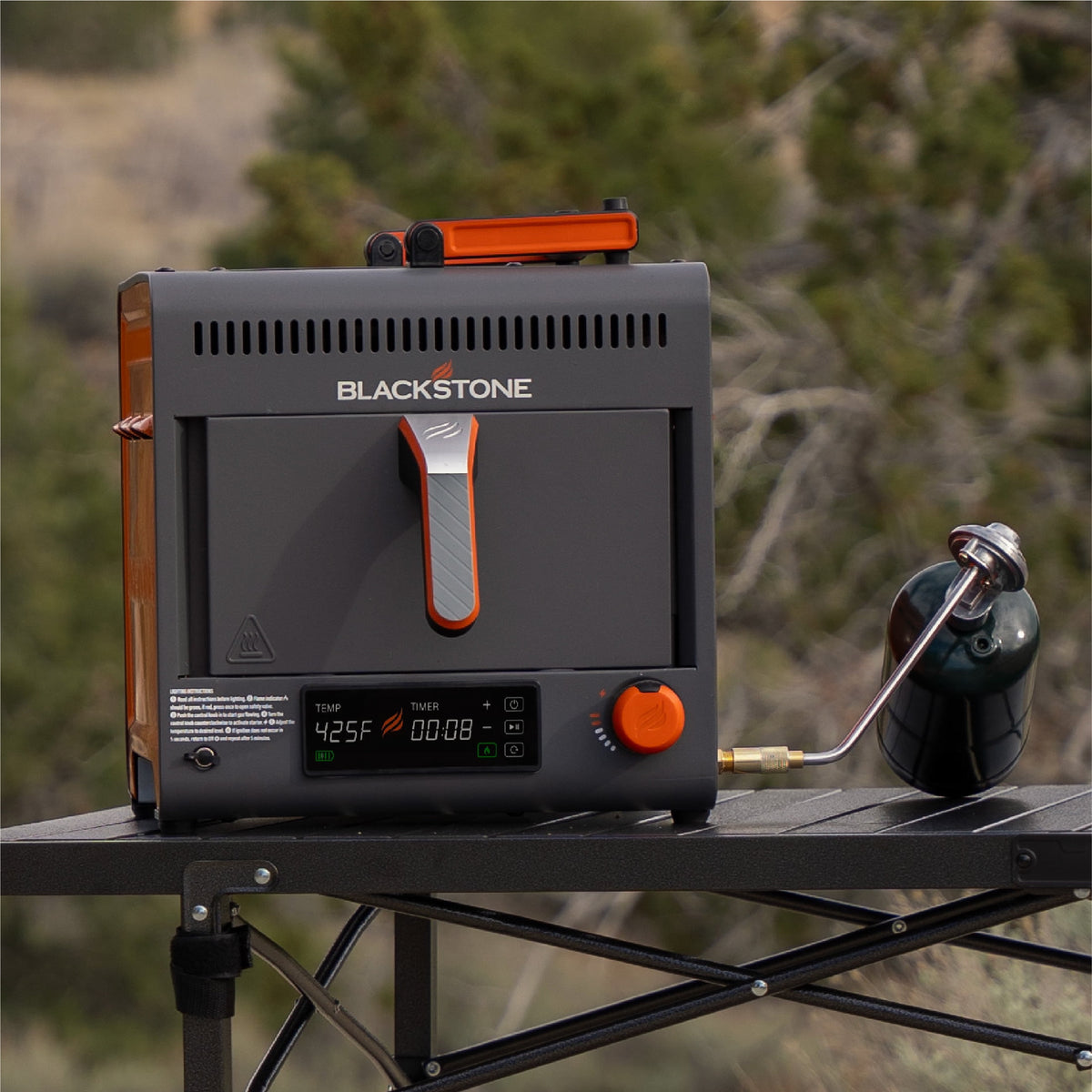 Garly Kitchen Adventure Ready Portable Propane Air Fryer, 4-Qt, Gray & Orange, 18W, 3ft Cord
