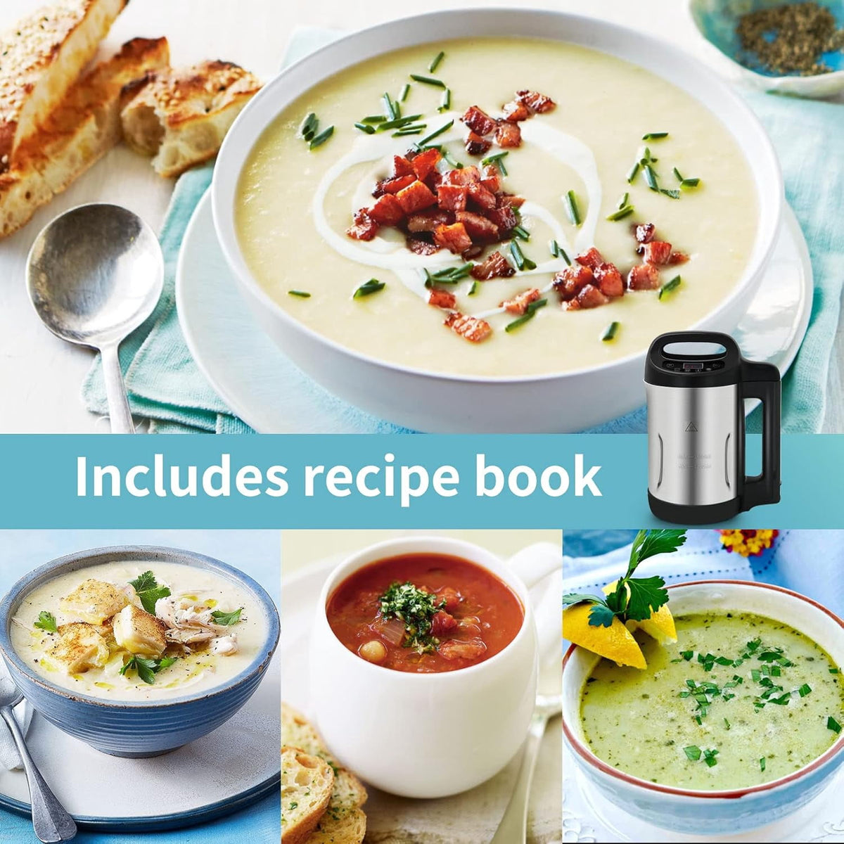 Garly Kitchen 1.6L 4-in-1 Multifunctional Electric Hot Pot Milk & Soup Maker with Smart Control
